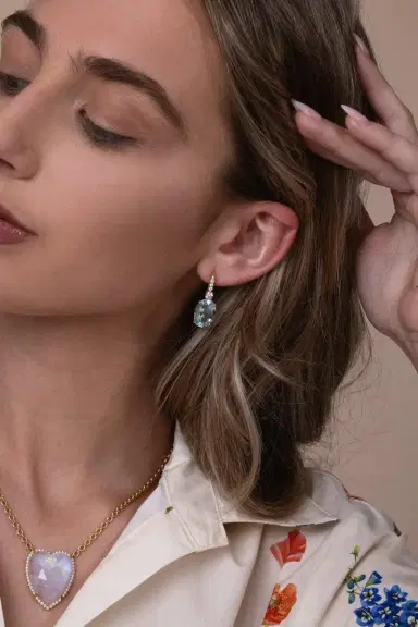 IRENE NEUWIRTH JEWELRY Gemmy Gem Aquamarine and Diamond Earrings | Thumbnail 2 IRENE NEUWIRTH JEWELRY Gemmy Gem Aquamarine and Diamond Earrings | Thumbnail 2