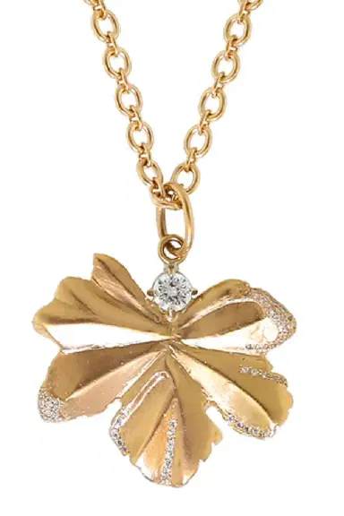 IRENE NEUWIRTH JEWELRY Gold Leaf And Diamond Pendant | Thumbnail 1 IRENE NEUWIRTH JEWELRY Gold Leaf And Diamond Pendant | Thumbnail 1