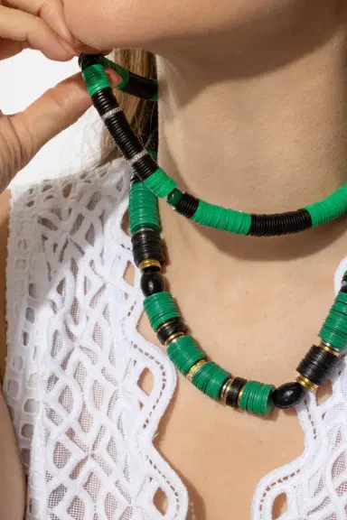HIJAS DE PUKA Green Black Stone Rondelle Necklace | Thumbnail 4 HIJAS DE PUKA Green Black Stone Rondelle Necklace | Thumbnail 4
