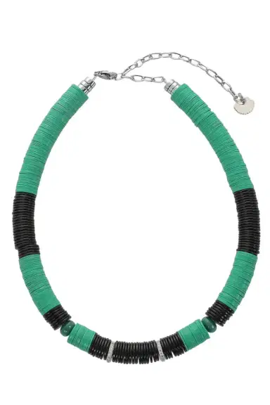 HIJAS DE PUKA Green Black Stone Rondelle Necklace | Thumbnail 1 HIJAS DE PUKA Green Black Stone Rondelle Necklace | Thumbnail 1