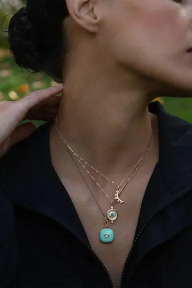 MONICA RICH KOSANN Green Enamel Gold Vermeil Cushion Locket | Thumbnail 2 MONICA RICH KOSANN Green Enamel Gold Vermeil Cushion Locket | Thumbnail 2