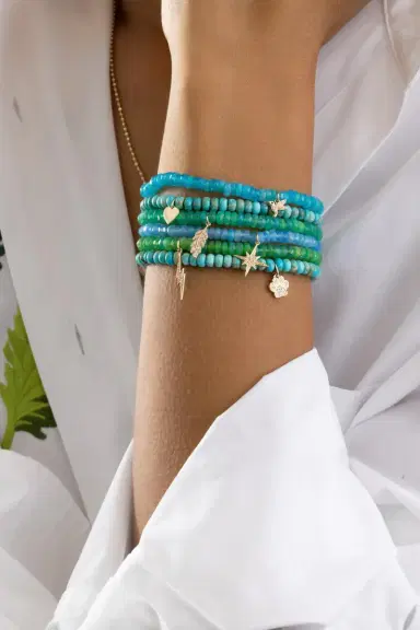 Sydney Evan Green opal Small Lightening Bolt Charm Bracelet | Thumbnail 2 Sydney Evan Green opal Small Lightening Bolt Charm Bracelet | Thumbnail 2