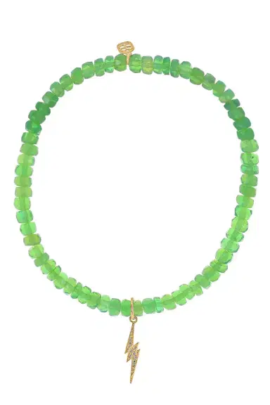 Sydney Evan Green opal Small Lightening Bolt Charm Bracelet | Thumbnail 1 Sydney Evan Green opal Small Lightening Bolt Charm Bracelet | Thumbnail 1