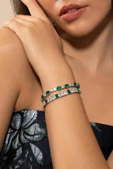 FANTASIA by DESERIO Green White Tennis Bracelet | Thumbnail 2 FANTASIA by DESERIO Green White Tennis Bracelet | Thumbnail 2