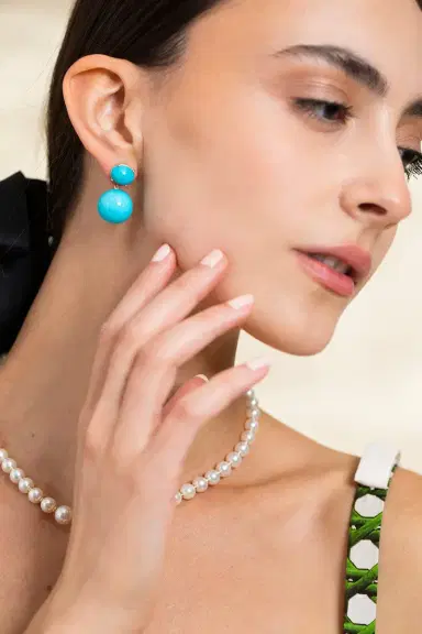 IRENE NEUWIRTH JEWELRY Kingman Turquoise Oval Gumball Earrings | Thumbnail 2 IRENE NEUWIRTH JEWELRY Kingman Turquoise Oval Gumball Earrings | Thumbnail 2