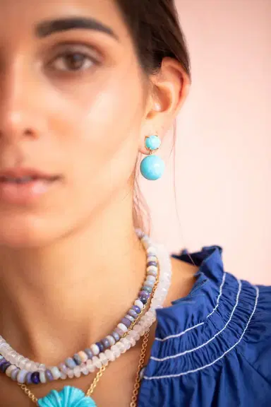 IRENE NEUWIRTH JEWELRY Kingman Turquoise Oval Gumball Earrings | Thumbnail 3 IRENE NEUWIRTH JEWELRY Kingman Turquoise Oval Gumball Earrings | Thumbnail 3