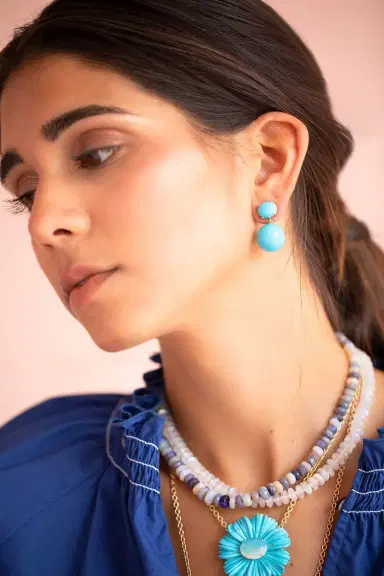 IRENE NEUWIRTH JEWELRY Kingman Turquoise Oval Gumball Earrings | Thumbnail 4 IRENE NEUWIRTH JEWELRY Kingman Turquoise Oval Gumball Earrings | Thumbnail 4