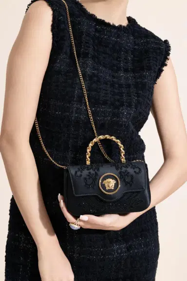 Versace La Meduse Mini Bag - Black Satin | Thumbnail 2 Versace La Meduse Mini Bag - Black Satin | Thumbnail 2