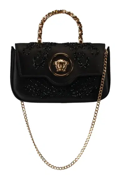 Versace La Meduse Mini Bag - Black Satin | Thumbnail 1 Versace La Meduse Mini Bag - Black Satin | Thumbnail 1