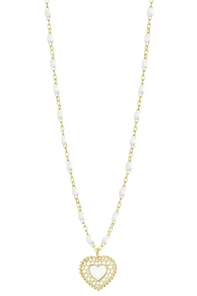 Gigi Clozeau Lace Heart Necklace - 16.5in - White | Thumbnail 1 Gigi Clozeau Lace Heart Necklace - 16.5in - White | Thumbnail 1