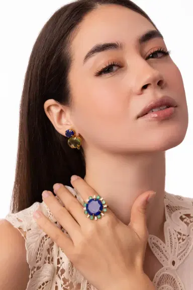 BOUNKIT JEWELRY Lapis Green Quartz Earrings | Thumbnail 4 BOUNKIT JEWELRY Lapis Green Quartz Earrings | Thumbnail 4