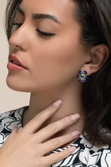 BOUNKIT JEWELRY Lapis Quartz Ariadne Earrings | Thumbnail 3 BOUNKIT JEWELRY Lapis Quartz Ariadne Earrings | Thumbnail 3