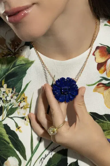 IRENE NEUWIRTH JEWELRY Lapis Tanzanite Tropical Flower Necklace | Thumbnail 3 IRENE NEUWIRTH JEWELRY Lapis Tanzanite Tropical Flower Necklace | Thumbnail 3