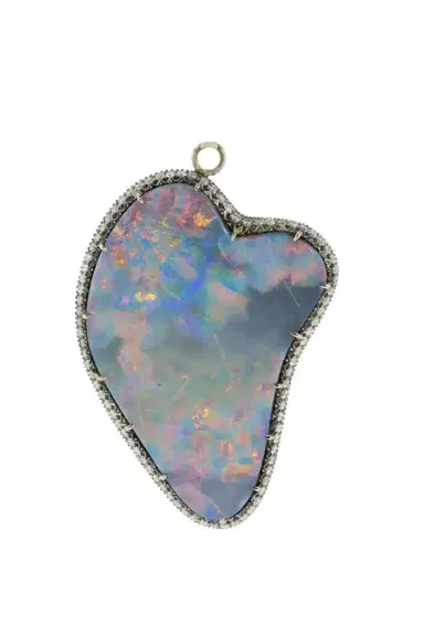 Sylva & Cie Large Opal Round Brilliant Cut Diamond Pendant | Thumbnail 1 Sylva & Cie Large Opal Round Brilliant Cut Diamond Pendant | Thumbnail 1
