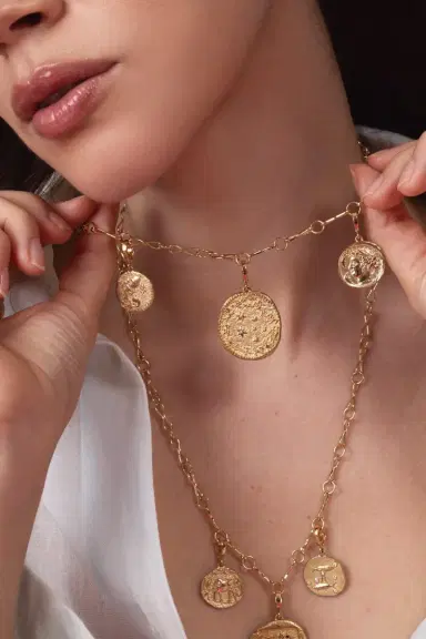 Azlee Large Zodiac Diamond Coin Charm | Thumbnail 3 Azlee Large Zodiac Diamond Coin Charm | Thumbnail 3