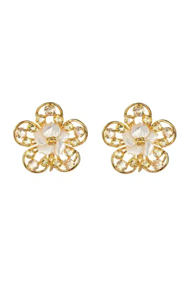 BOUNKIT JEWELRY Lemon Quartz Flower Earrings | Thumbnail 1 BOUNKIT JEWELRY Lemon Quartz Flower Earrings | Thumbnail 1