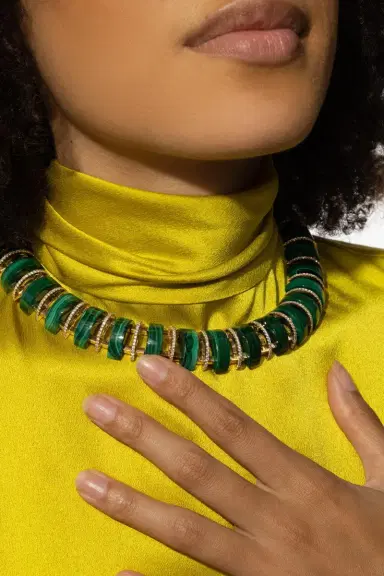 ALETTO BROTHERS Malachite Diamond Gilded Rhythm Necklace | Thumbnail 2 ALETTO BROTHERS Malachite Diamond Gilded Rhythm Necklace | Thumbnail 2