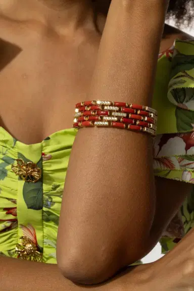 ALETTO BROTHERS Mediterranean Coral Diamond Red Mosaic Bracelet | Thumbnail 4 ALETTO BROTHERS Mediterranean Coral Diamond Red Mosaic Bracelet | Thumbnail 4