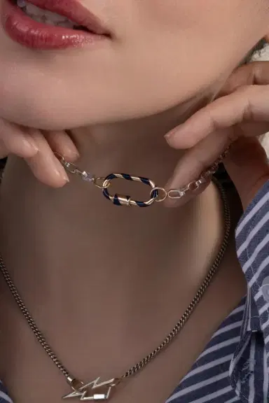Marla Aaron Medium Lock - Navy Enamel | Thumbnail 3 Marla Aaron Medium Lock - Navy Enamel | Thumbnail 3