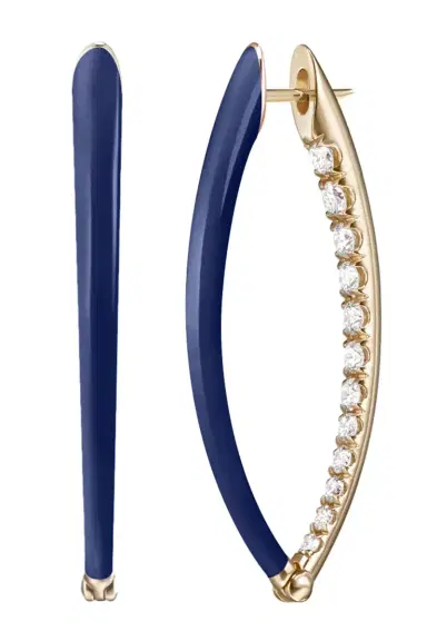Melissa Kaye Medium Navy Cristina Diamond Earrings | Thumbnail 1 Melissa Kaye Medium Navy Cristina Diamond Earrings | Thumbnail 1