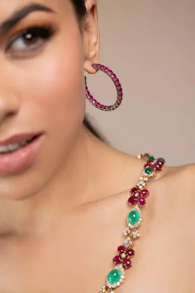Bayco Medium Ruby Eternity Hoops | Thumbnail 2 Bayco Medium Ruby Eternity Hoops | Thumbnail 2