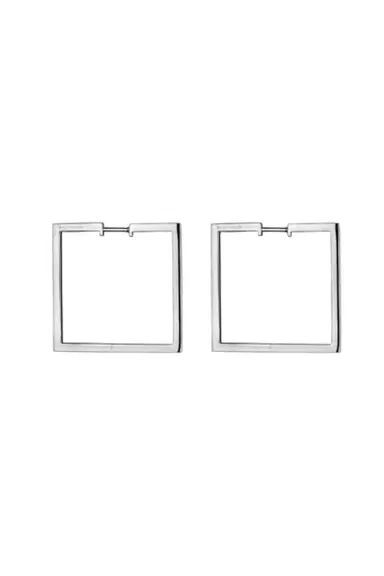 CADAR Medium Square Foundation Hoop Earrings - White Gold | Thumbnail 5 CADAR Medium Square Foundation Hoop Earrings - White Gold | Thumbnail 5