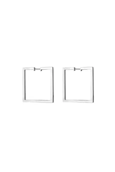CADAR Medium Square Foundation Hoop Earrings - White Gold | Thumbnail 1 CADAR Medium Square Foundation Hoop Earrings - White Gold | Thumbnail 1