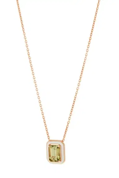 Selim Mouzannar Mina White Enamel Green Tourmaline Necklace | Thumbnail 1 Selim Mouzannar Mina White Enamel Green Tourmaline Necklace | Thumbnail 1