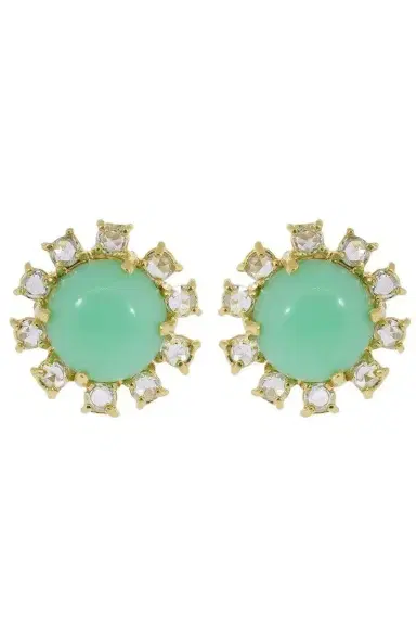 IRENE NEUWIRTH JEWELRY Mint Chrysoprase and Diamond Stud Earrings | Thumbnail 1 IRENE NEUWIRTH JEWELRY Mint Chrysoprase and Diamond Stud Earrings | Thumbnail 1