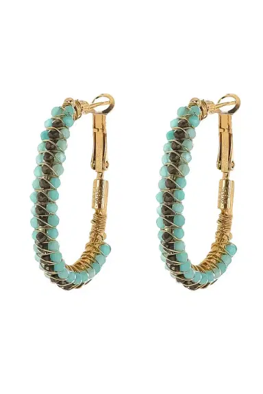 Gas Bijoux Mixed Green Beaded Lyre Earrings | Thumbnail 1 Gas Bijoux Mixed Green Beaded Lyre Earrings | Thumbnail 1