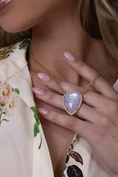 IRENE NEUWIRTH JEWELRY Moonstone Diamond Heart Necklace | Thumbnail 3 IRENE NEUWIRTH JEWELRY Moonstone Diamond Heart Necklace | Thumbnail 3