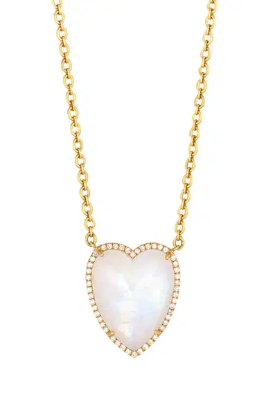 IRENE NEUWIRTH JEWELRY Moonstone Diamond Heart Necklace | Thumbnail 1 IRENE NEUWIRTH JEWELRY Moonstone Diamond Heart Necklace | Thumbnail 1
