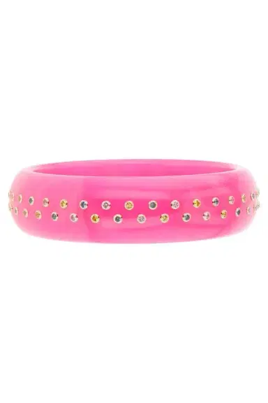 MARK DAVIS Multi Sapphire Two Row Pink Bakelite Bangle Bracelet | Thumbnail 1 MARK DAVIS Multi Sapphire Two Row Pink Bakelite Bangle Bracelet | Thumbnail 1