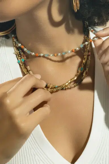 Gas Bijoux Orange Blue Pearl Beaded Alex Necklace | Thumbnail 2 Gas Bijoux Orange Blue Pearl Beaded Alex Necklace | Thumbnail 2