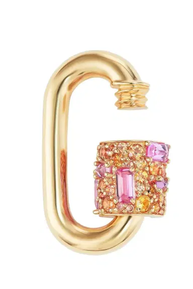 Marla Aaron Orange Pink Sapphire Stoned Chubby Medium Lock | Thumbnail 5 Marla Aaron Orange Pink Sapphire Stoned Chubby Medium Lock | Thumbnail 5