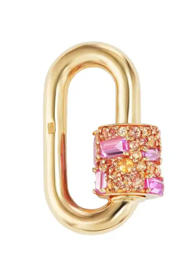 Marla Aaron Orange Pink Sapphire Stoned Chubby Medium Lock | Thumbnail 1 Marla Aaron Orange Pink Sapphire Stoned Chubby Medium Lock | Thumbnail 1