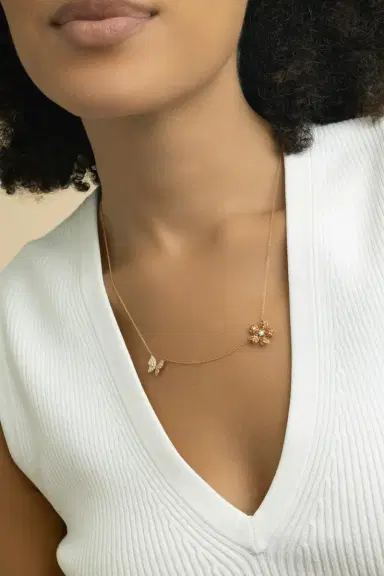 LISA NIK Orange Sapphire Flower Butterfly Necklace | Thumbnail 3 LISA NIK Orange Sapphire Flower Butterfly Necklace | Thumbnail 3