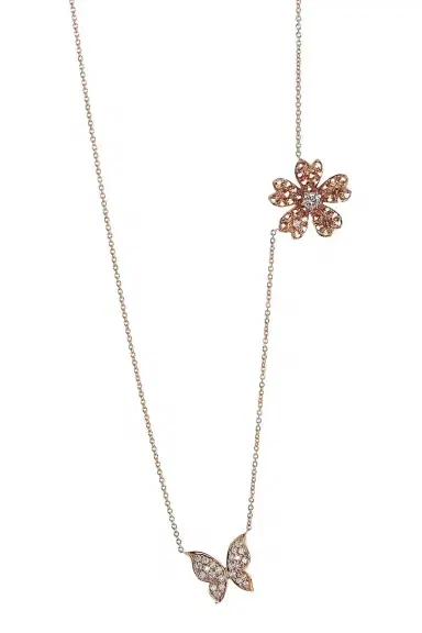 LISA NIK Orange Sapphire Flower Butterfly Necklace | Thumbnail 1 LISA NIK Orange Sapphire Flower Butterfly Necklace | Thumbnail 1
