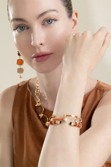 Gas Bijoux Orange Sari Wrap T Bracelet | Thumbnail 3 Gas Bijoux Orange Sari Wrap T Bracelet | Thumbnail 3