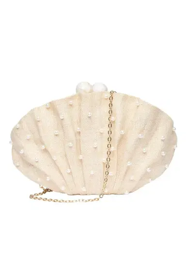 POOLSIDE Origami Scallop Clutch - White Pearl | Thumbnail 1 POOLSIDE Origami Scallop Clutch - White Pearl | Thumbnail 1