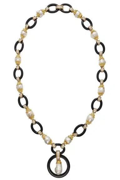 DAVID WEBB Pearl Black Link Necklace | Thumbnail 1 DAVID WEBB Pearl Black Link Necklace | Thumbnail 1