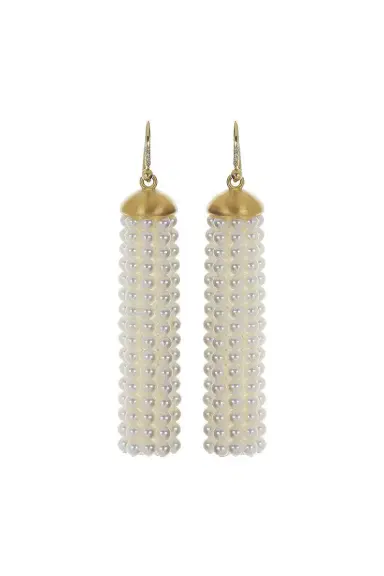 IRENE NEUWIRTH JEWELRY Pearl Diamond Medium Tassel Earrings | Thumbnail 1 IRENE NEUWIRTH JEWELRY Pearl Diamond Medium Tassel Earrings | Thumbnail 1