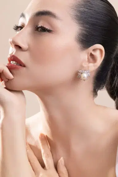 FANTASIA by DESERIO Pearl Marquise Clear Earrings | Thumbnail 3 FANTASIA by DESERIO Pearl Marquise Clear Earrings | Thumbnail 3
