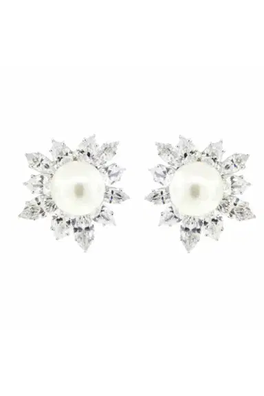 FANTASIA by DESERIO Pearl Marquise Clear Earrings | Thumbnail 1 FANTASIA by DESERIO Pearl Marquise Clear Earrings | Thumbnail 1
