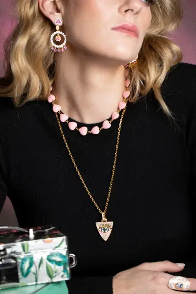BUDDHA MAMA Pink Enamel Guitar Pick Pendant | Thumbnail 2 BUDDHA MAMA Pink Enamel Guitar Pick Pendant | Thumbnail 2