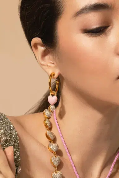 BUDDHA MAMA Pink Enamel Heart Earring Charms | Thumbnail 3 BUDDHA MAMA Pink Enamel Heart Earring Charms | Thumbnail 3