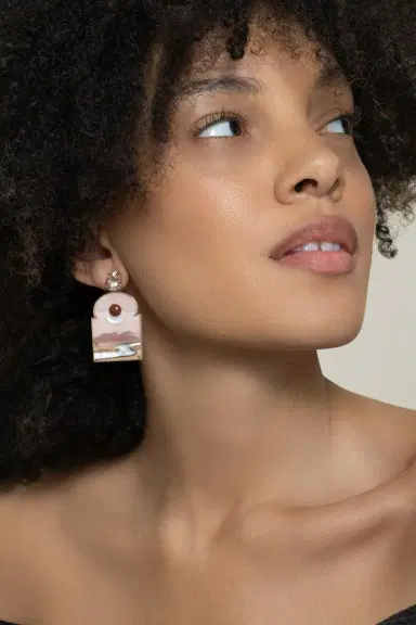 Silvia Furmanovich Pink Opal Alabaster Sky Print Window Earrings | Thumbnail 3 Silvia Furmanovich Pink Opal Alabaster Sky Print Window Earrings | Thumbnail 3