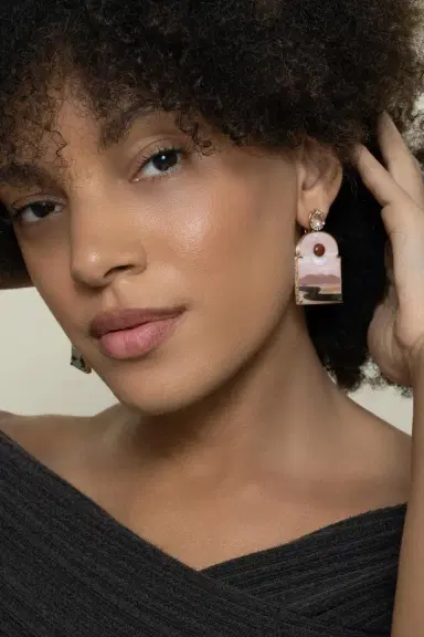 Silvia Furmanovich Pink Opal Alabaster Sky Print Window Earrings | Thumbnail 4 Silvia Furmanovich Pink Opal Alabaster Sky Print Window Earrings | Thumbnail 4