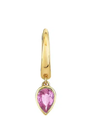 SHAY JEWELRY Pink Sapphire Pear Drop Huggie Earring | Thumbnail 5 SHAY JEWELRY Pink Sapphire Pear Drop Huggie Earring | Thumbnail 5
