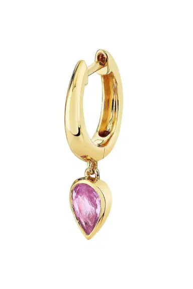 SHAY JEWELRY Pink Sapphire Pear Drop Huggie Earring | Thumbnail 1 SHAY JEWELRY Pink Sapphire Pear Drop Huggie Earring | Thumbnail 1